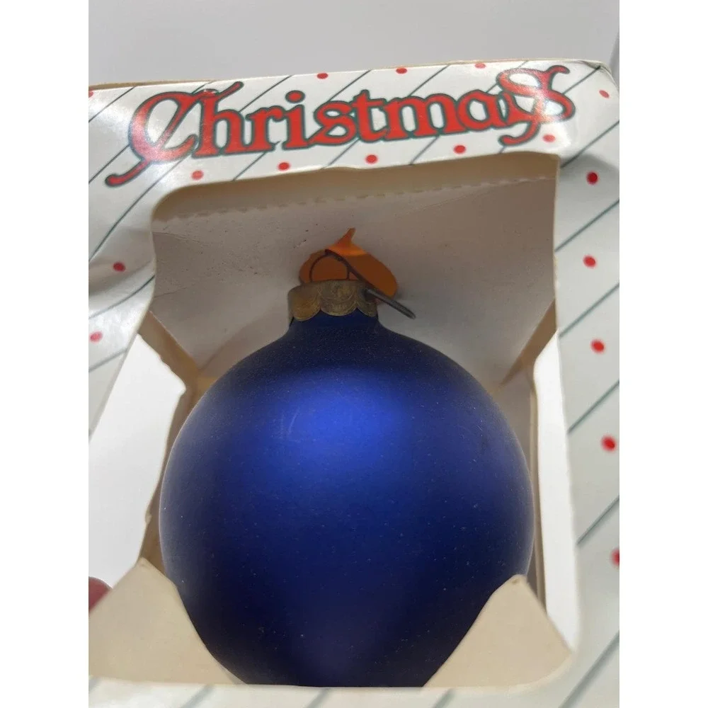 Vintage 1992 TSI Glass Christmas Ornament Mom and Dad Blue Collectors Series‎